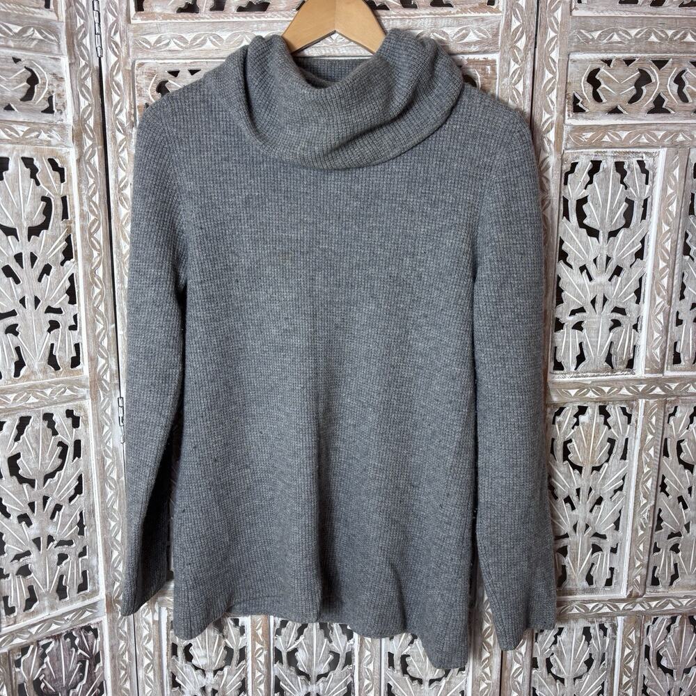 LL Bean Sweater 100% Cashmere Boxy Turtleneck Quiet Luxury Gray Women’s Sz S